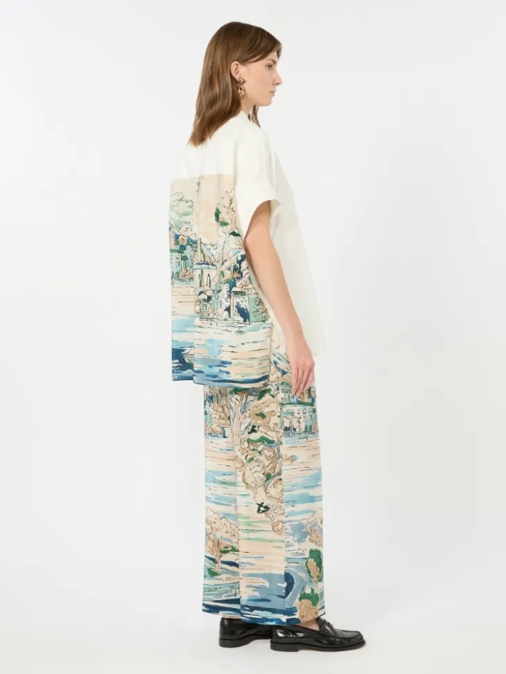 Cotton and printed silk shirt - WHITE
