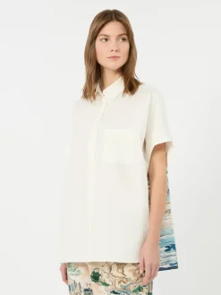 Cotton and printed silk shirt - WHITE