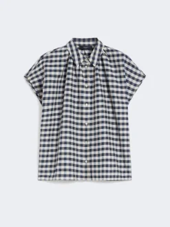 Cotton and ramie batavia shirt - NAVY