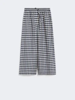 Cotton and ramie Batavia trousers - NAVY