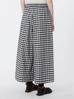 Cotton and ramie Batavia trousers - NAVY