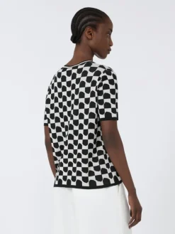 Cotton and viscose jacquard jumper - BLACK