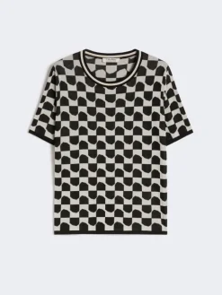 Cotton and viscose jacquard jumper - BLACK