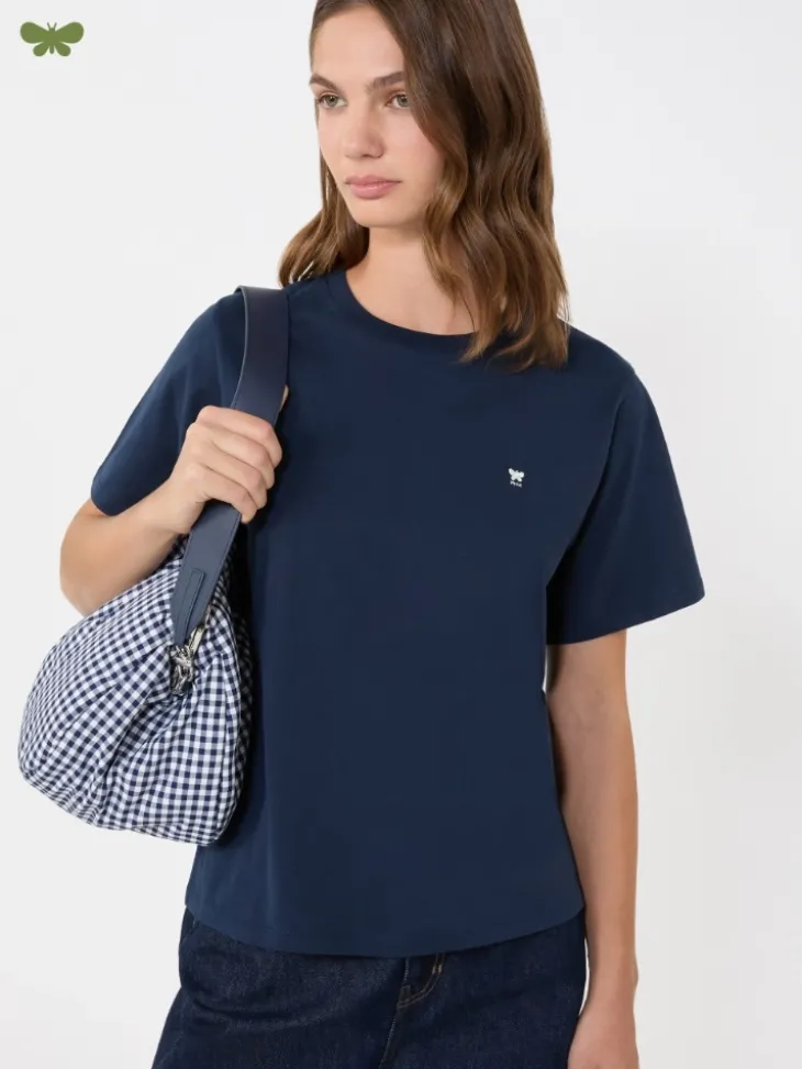 Cotton basic T-shirt - NAVY