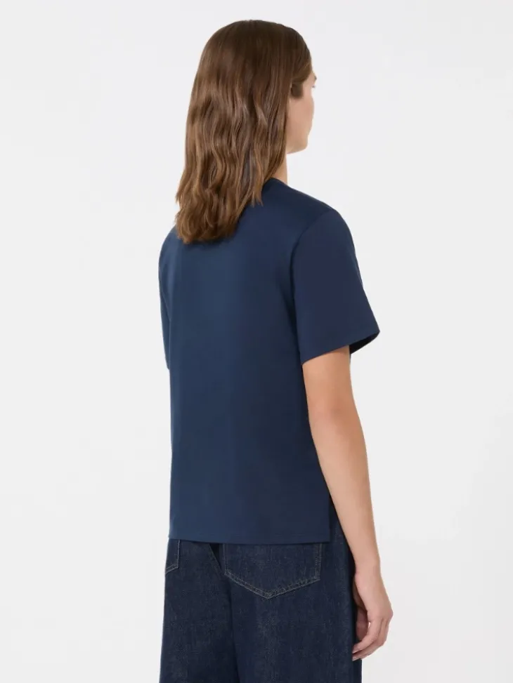 Cotton basic T-shirt - NAVY