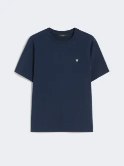 Cotton basic T-shirt - NAVY