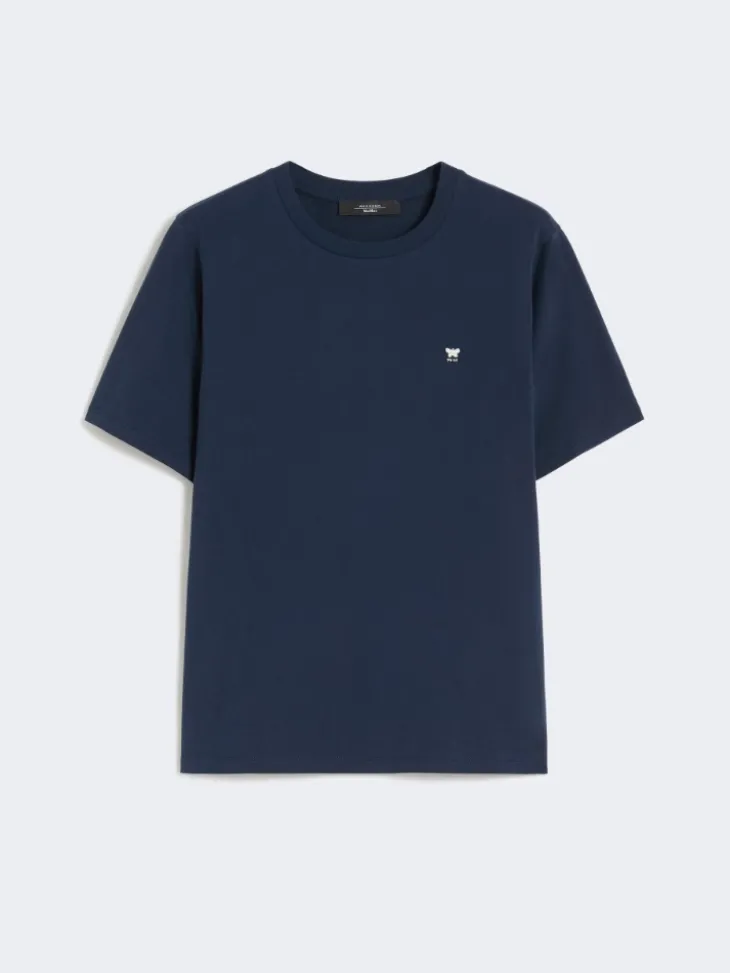 Cotton basic T-shirt - NAVY