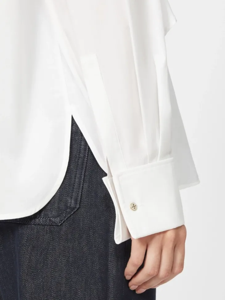 Cotton blouse with stole - OPTICAL WHITE