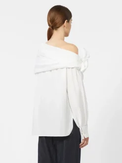 Cotton blouse with stole - OPTICAL WHITE