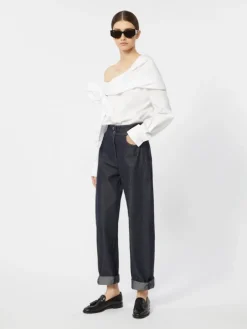 Cotton blouse with stole - OPTICAL WHITE