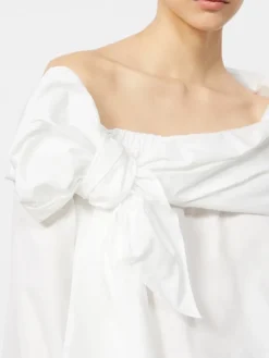 Cotton blouse with stole - OPTICAL WHITE
