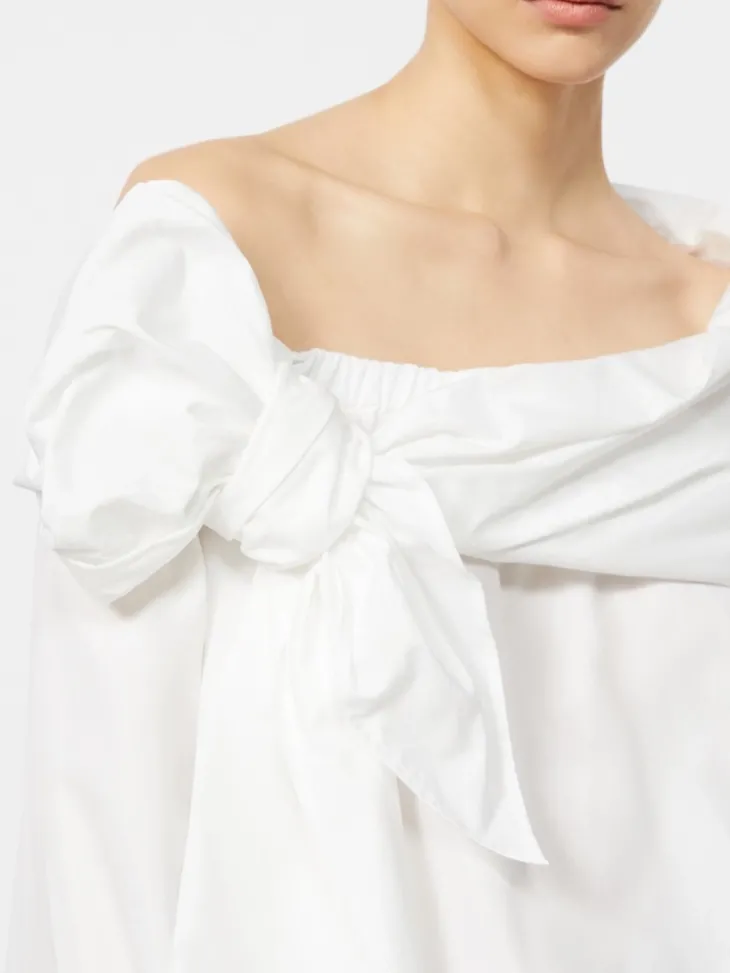 Cotton blouse with stole - OPTICAL WHITE