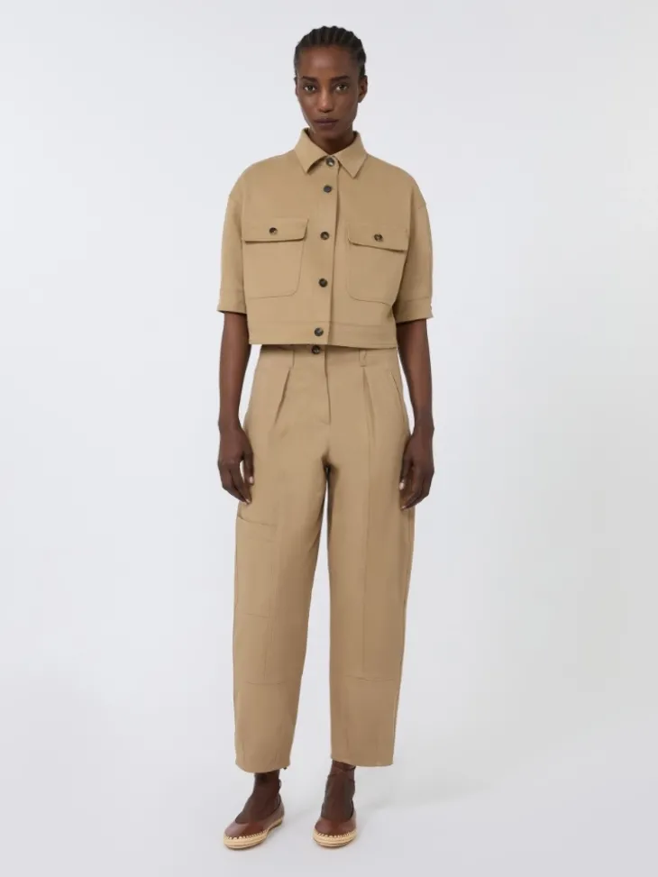 Cotton bull denim cargo trousers - SAND