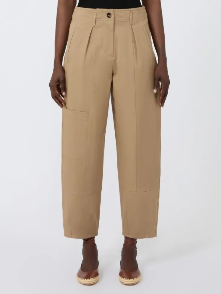 Cotton bull denim cargo trousers - SAND