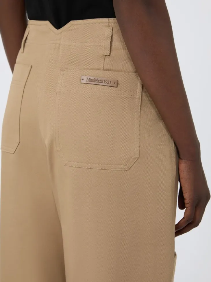 Cotton bull denim cargo trousers - SAND