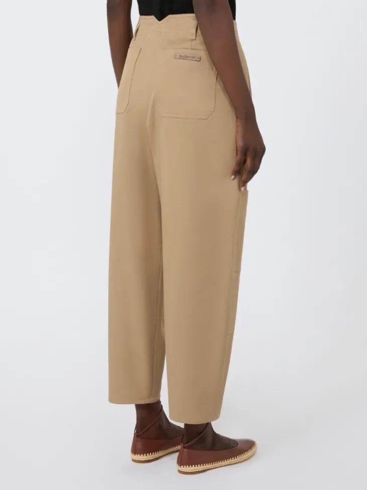 Cotton bull denim cargo trousers - SAND