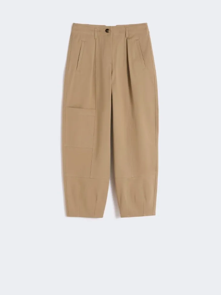 Cotton bull denim cargo trousers - SAND