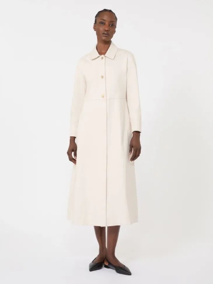 Cotton bull denim shirt dress - SAND