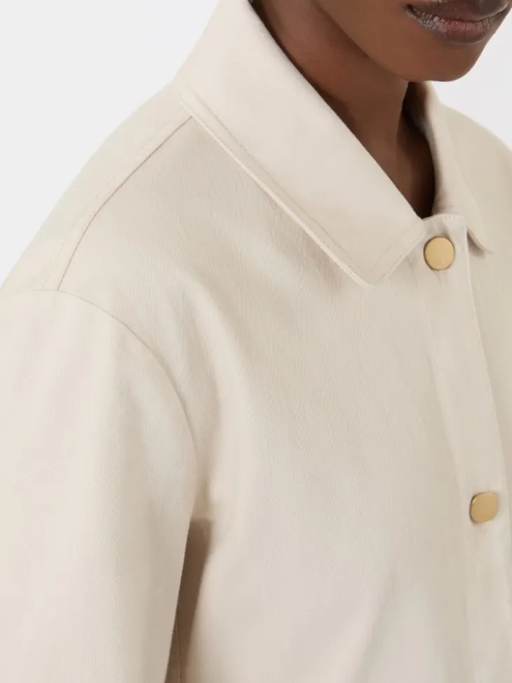Cotton bull denim shirt dress - SAND