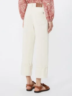Cotton bull trousers with turn-ups - ECRU