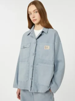 Cotton canvas workwear jacket - LIGHT BLUE