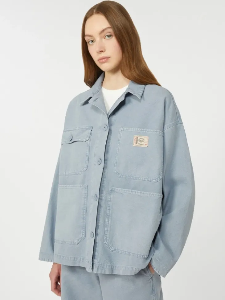 Cotton canvas workwear jacket - LIGHT BLUE