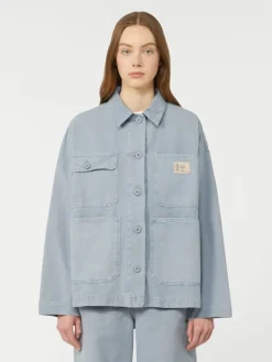 Cotton canvas workwear jacket - LIGHT BLUE