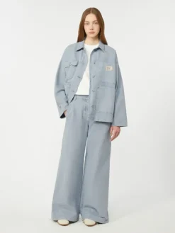 Cotton canvas workwear jacket - LIGHT BLUE