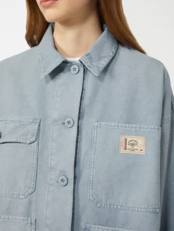 Cotton canvas workwear jacket - LIGHT BLUE