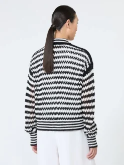 Cotton cordonnet cardigan - WHITE BLUE