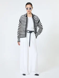Cotton cordonnet cardigan - WHITE BLUE