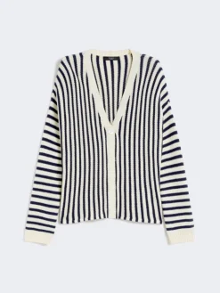 Cotton cordonnet cardigan - NAVY