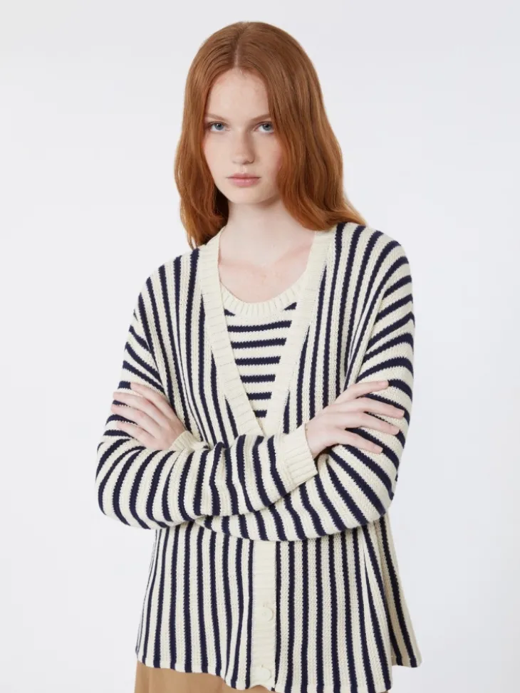 Cotton cordonnet cardigan - NAVY