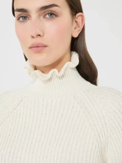 Cotton cordonnet cropped jumper - WHITE