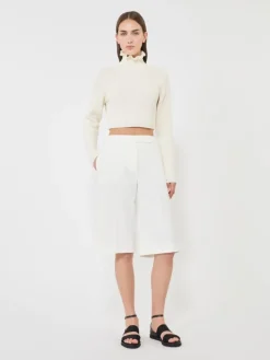 Cotton cordonnet cropped jumper - WHITE
