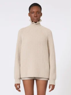 Cotton cordonnet oversized jumper - SAND