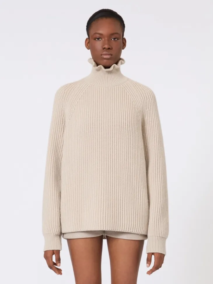 Cotton cordonnet oversized jumper - SAND
