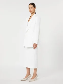 Cotton crepe canvas blazer - OPTICAL WHITE