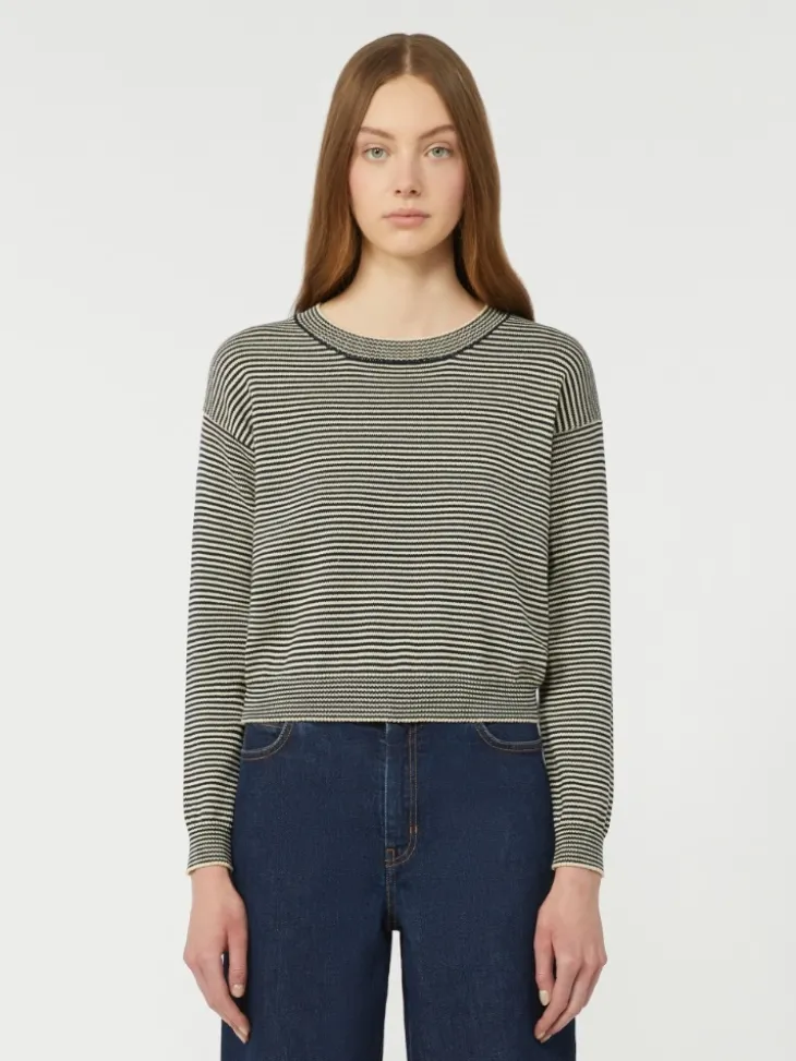 Cotton crew-neck sweater - NAVY