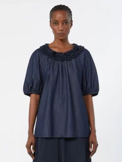 Cotton denim blouse - MIDNIGHTBLUE