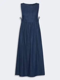 Cotton denim dress - NAVY