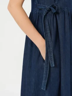 Cotton denim dress - NAVY