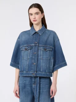 Cotton denim jacket - NAVY