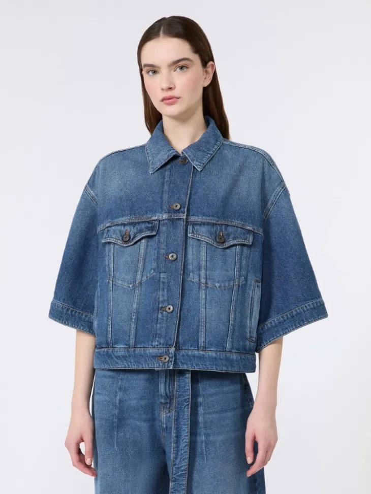 Cotton denim jacket - NAVY