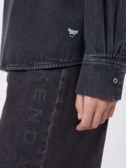 Cotton denim shirt - BLACK