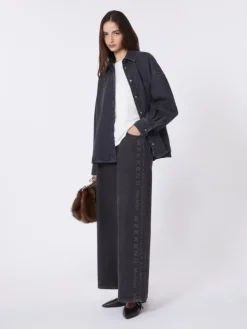 Cotton denim shirt - BLACK