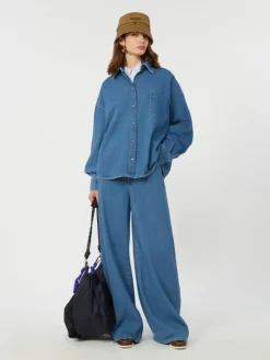 Cotton denim shirt - NAVY