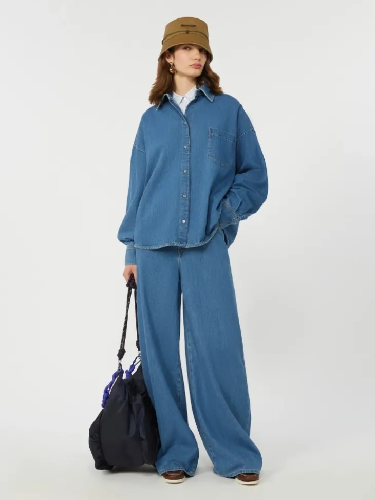 Cotton denim shirt - NAVY
