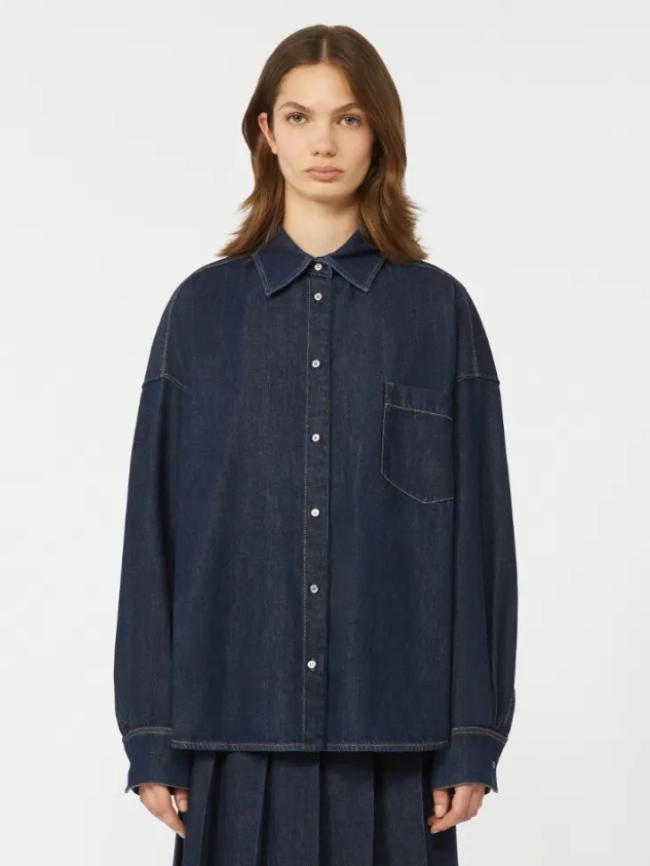 Cotton denim shirt - NAVY