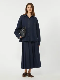 Cotton denim shirt - NAVY